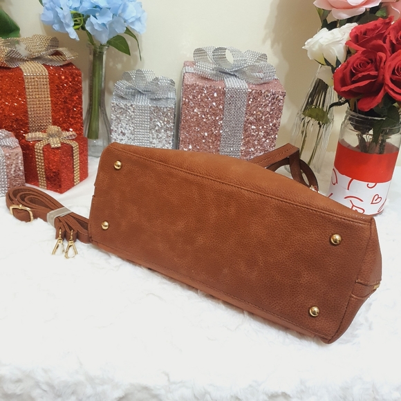 BESTINI Brown Handbag Shoulder Crossbody 2 Way Bag Faux Snake Animal Print NWT - Picture 12 of 16